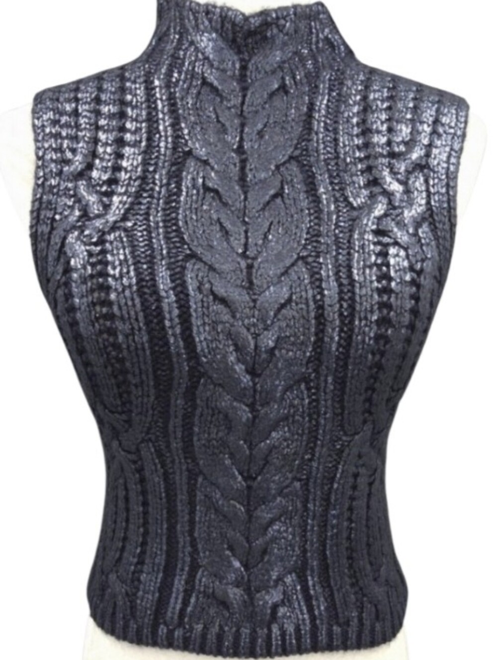 Edit Jason Wu Blue Shimmer Coated Cable Knit Vest - Size XS